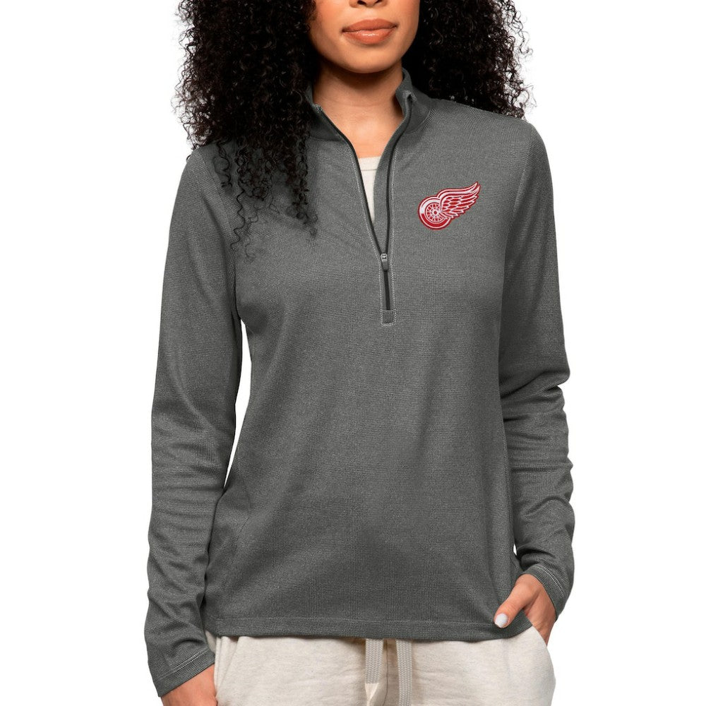 Detroit Red Wings - Antigua Women's Epic Quarter-Zip Pullover Top Heather Charcoal