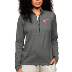 Detroit Red Wings - Antigua Women's Epic Quarter-Zip Pullover Top Heather Charcoal