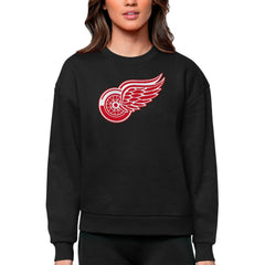 Detroit Red Wings - Antigua Women's Team Logo Victory Crewneck Pullover Sweatshirt Black