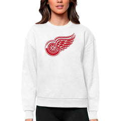 Detroit Red Wings - Antigua Women's Team Logo Victory Crewneck Pullover Sweatshirt White