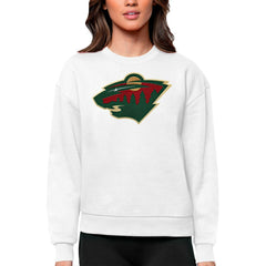 Minnesota Wild - Antigua Women's Team Logo Victory Crewneck Pullover Sweatshirt White
