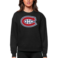 Montreal Canadiens - Antigua Women's Team Logo Victory Crewneck Pullover Sweatshirt Black