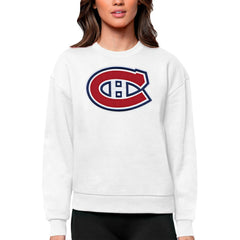 Montreal Canadiens - Antigua Women's Team Logo Victory Crewneck Pullover Sweatshirt White