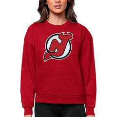 New Jersey Devils - Antigua Women's Team Logo Victory Crewneck Pullover Sweatshirt Red