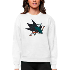 San Jose Sharks - Antigua Women's Team Logo Victory Crewneck Pullover Sweatshirt White