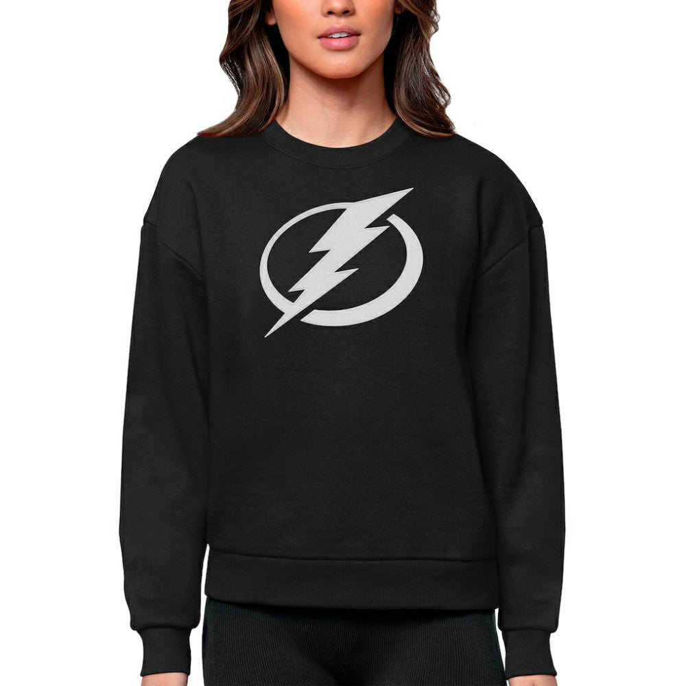 Tampa Bay Lightning - Antigua Women's Team Logo Victory Crewneck Pullover Sweatshirt Black