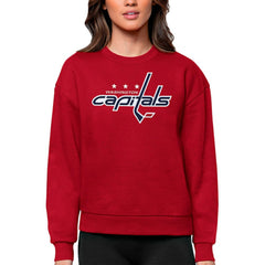 Washington Capitals Antigua Women's Team Logo Victory Crewneck Pullover Sweatshirt Red