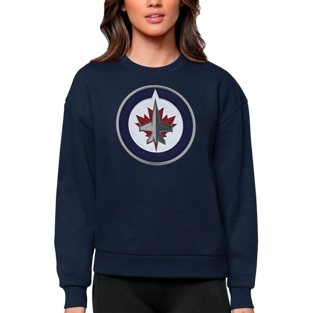 Winnipeg Jets - Antigua Women's Team Logo Victory Crewneck Pullover Sweatshirt Navy