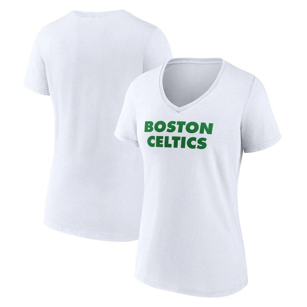 NBA - Boston Celtics Women's Wordmark V-Neck T-Shirt - White