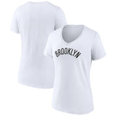 NBA - Brooklyn Nets Women's Wordmark V-Neck T-Shirt - White