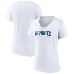NBA - Charlotte Hornets Women's Wordmark V-Neck T-Shirt - White