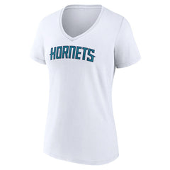 NBA - Charlotte Hornets Women's Wordmark V-Neck T-Shirt - White