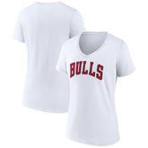 NBA - Chicago Bulls Women's Wordmark V-Neck T-Shirt - White