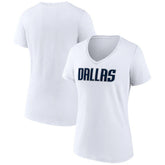 NBA - Dallas Mavericks Women's Wordmark V-Neck T-Shirt - White