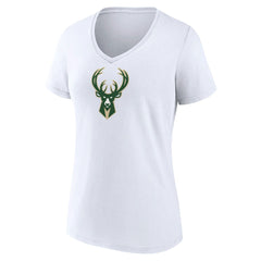 NBA - Milwaukee Bucks Women's Logo V-Neck T-Shirt - White