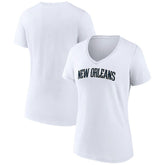 NBA - New Orleans Pelicans Women's Wordmark V-Neck T-Shirt - White