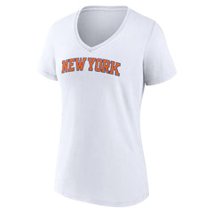 NBA - New York Knicks Women's Wordmark V-Neck T-Shirt - White