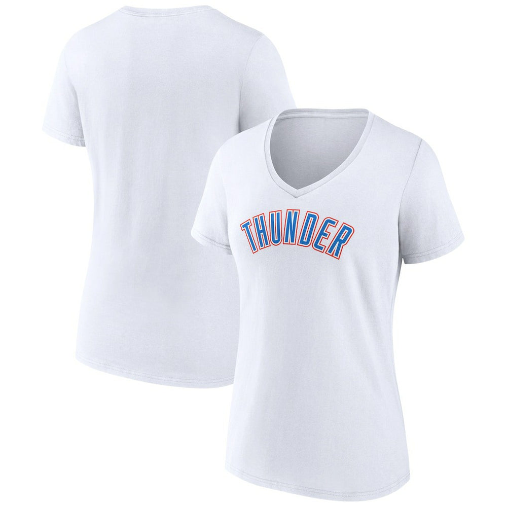 NBA - Oklahoma City Thunder Women's Wordmark V-Neck T-Shirt - White