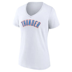 NBA - Oklahoma City Thunder Women's Wordmark V-Neck T-Shirt - White