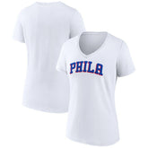 NBA - Philadelphia 76ers Women's Wordmark V-Neck T-Shirt - White