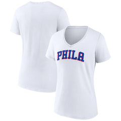 NBA - Philadelphia 76ers Women's Wordmark V-Neck T-Shirt - White