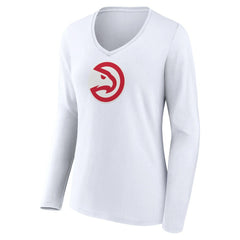 NBA - Atlanta Hawks Women's Logo Long Sleeve V-Neck T-Shirt - White