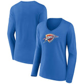 NBA - Oklahoma City Thunder Women's Logo Long Sleeve V-Neck T-Shirt - Blue
