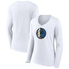 NBA - Dallas Mavericks Women's Logo Long Sleeve V-Neck T-Shirt - White