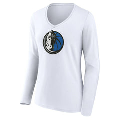 NBA - Dallas Mavericks Women's Logo Long Sleeve V-Neck T-Shirt - White
