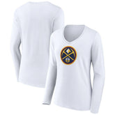 NBA - Denver Nuggets Women's Logo Long Sleeve V-Neck T-Shirt - White
