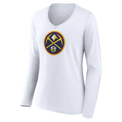 NBA - Denver Nuggets Women's Logo Long Sleeve V-Neck T-Shirt - White