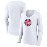 NBA - Detroit Pistons Women's Logo Long Sleeve V-Neck T-Shirt - White