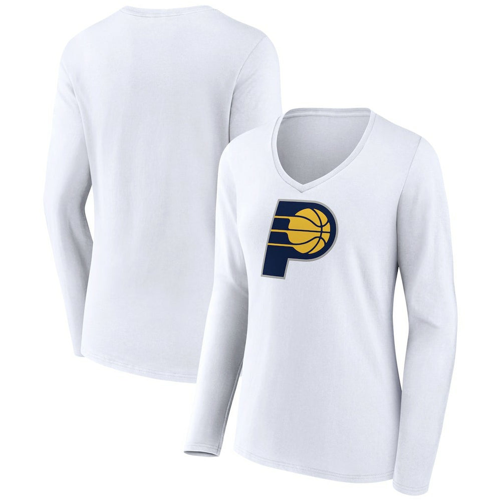 NBA - Indiana Pacers Women's Logo Long Sleeve V-Neck T-Shirt - White