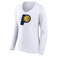 NBA - Indiana Pacers Women's Logo Long Sleeve V-Neck T-Shirt - White
