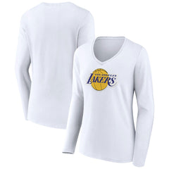 NBA - Los Angeles Lakers Women's Logo Long Sleeve V-Neck T-Shirt - White