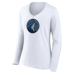 NBA - Minnesota Timberwolves Women's Logo Long Sleeve V-Neck T-Shirt - White