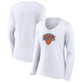 NBA - New York Knicks Women's Logo Long Sleeve V-Neck T-Shirt - White