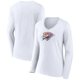 NBA - Oklahoma City Thunder Women's Logo Long Sleeve V-Neck T-Shirt - White