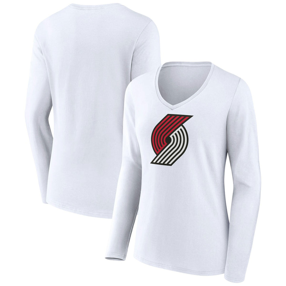 NBA - Portland Trail Blazers Women's Logo Long Sleeve V-Neck T-Shirt - White