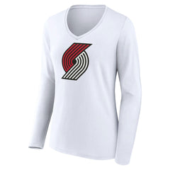 NBA - Portland Trail Blazers Women's Logo Long Sleeve V-Neck T-Shirt - White