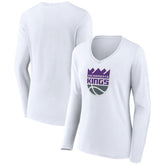 NBA - Sacramento Kings Women's Logo Long Sleeve V-Neck T-Shirt - White