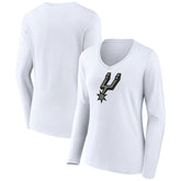 NBA - San Antonio Spurs Women's Logo Long Sleeve V-Neck T-Shirt - White