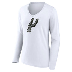 NBA - San Antonio Spurs Women's Logo Long Sleeve V-Neck T-Shirt - White