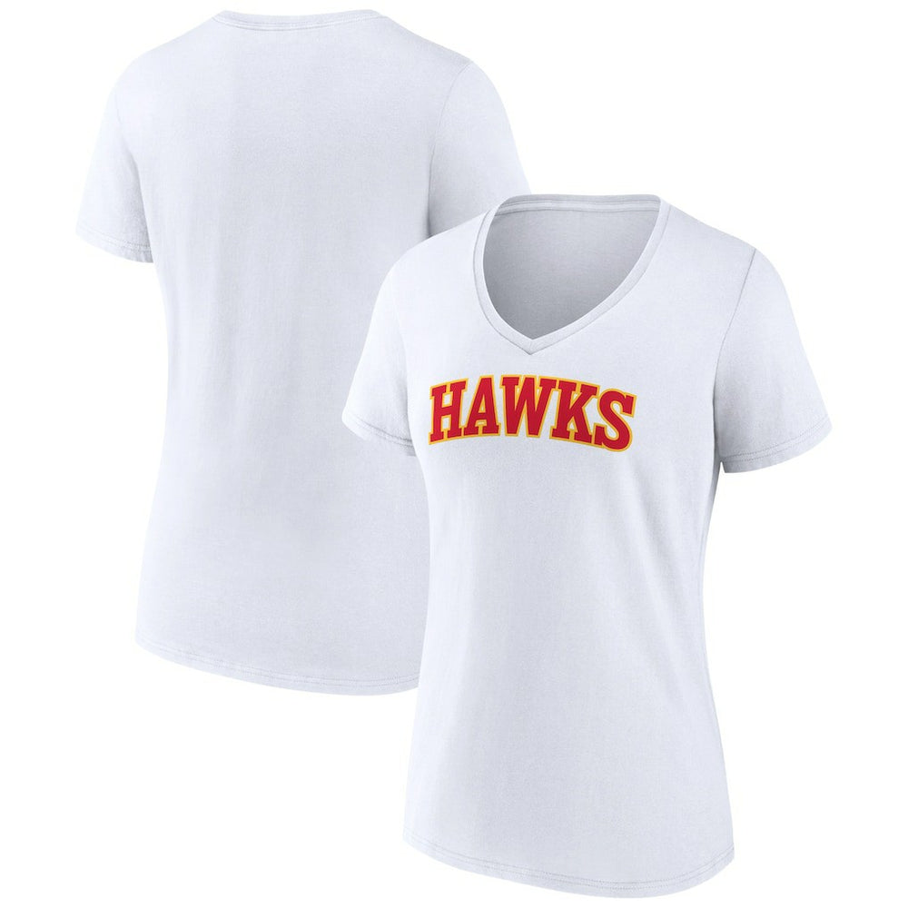 NBA - Atlanta Hawks Women's Wordmark V-Neck T-Shirt - White