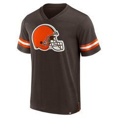 Cleveland Browns Jersey Tackle V-Neck T-Shirt Brown - Fanatics