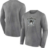 Las Vegas Raiders Washed Primary Long Sleeve T-Shirt Heather Charcoal - Fanatics