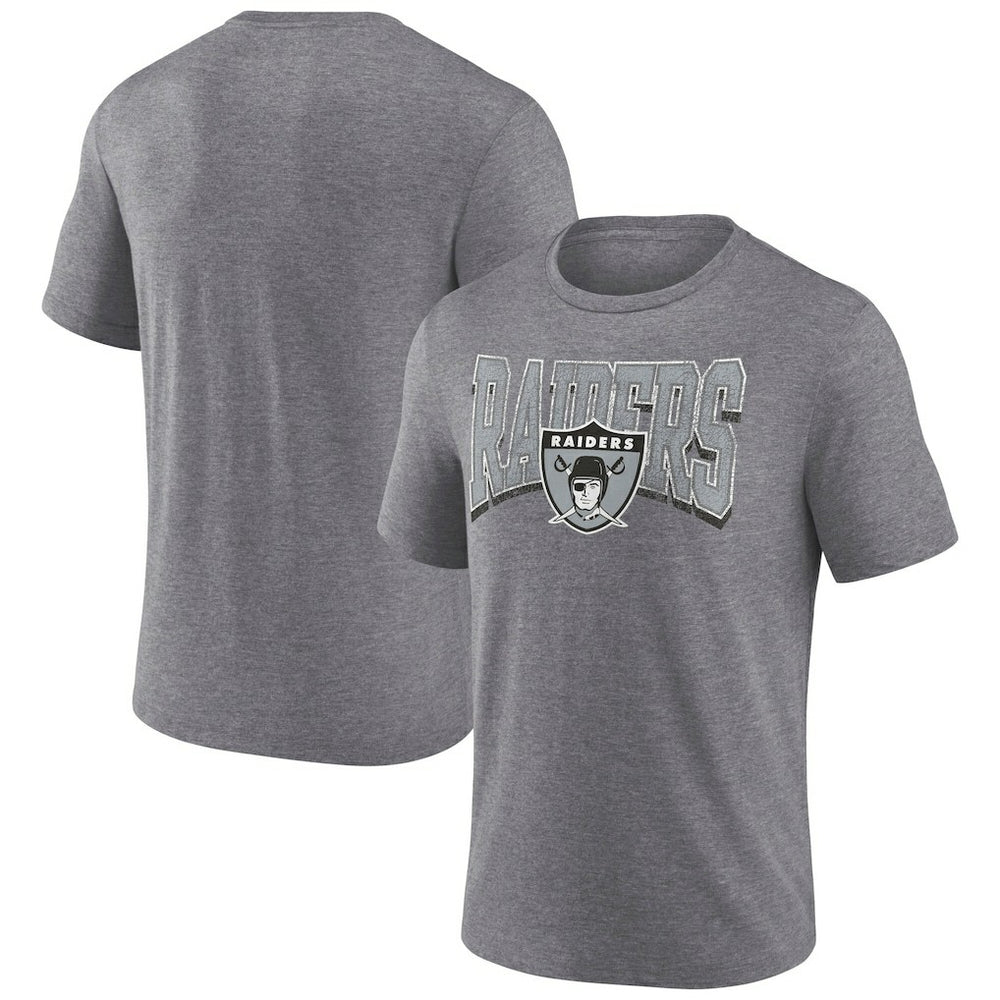 Las Vegas Raiders Warped Block Tri-Blend T-Shirt Heather Gray - Fanatics