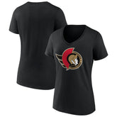 Ottawa Senators - Women's Team Logo V-Neck T-Shirt Black
