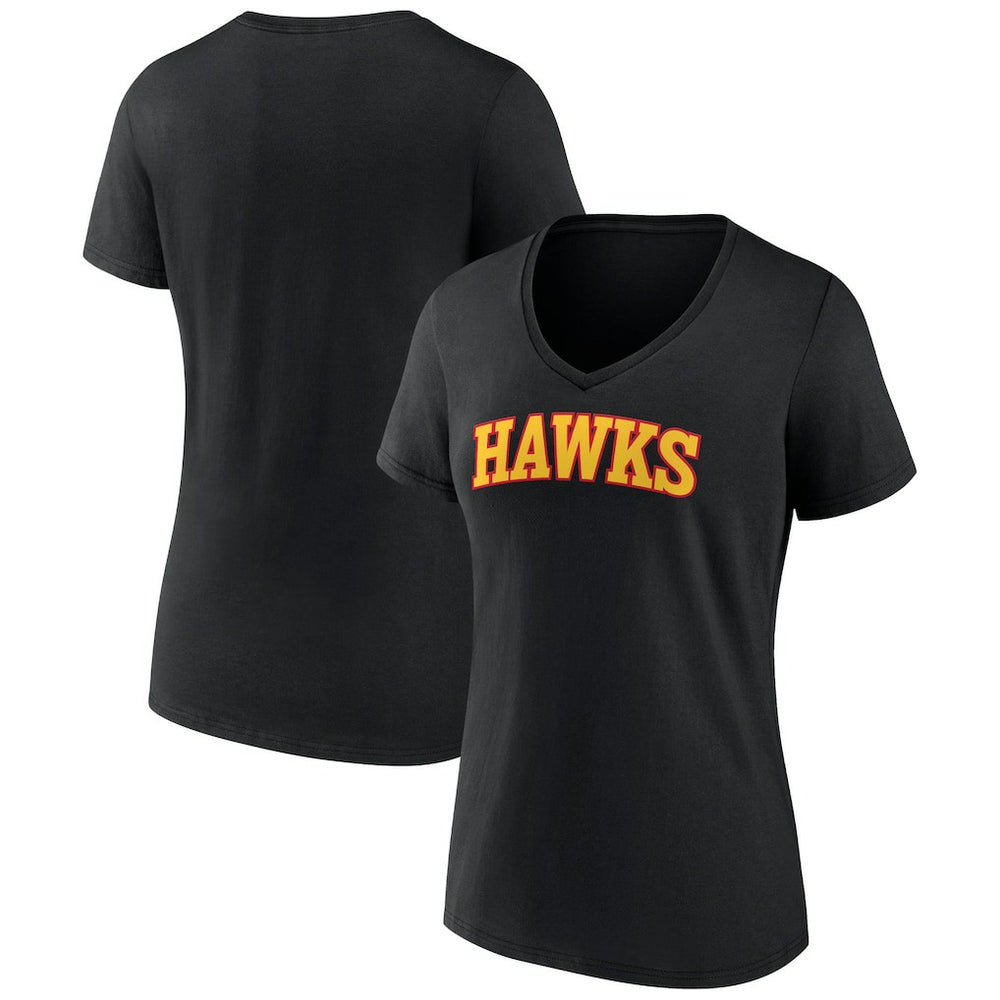 NBA - Atlanta Hawks Women's Wordmark V-Neck T-Shirt - Black