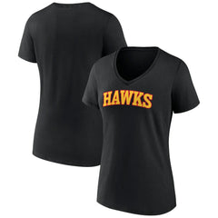 NBA - Atlanta Hawks Women's Wordmark V-Neck T-Shirt - Black